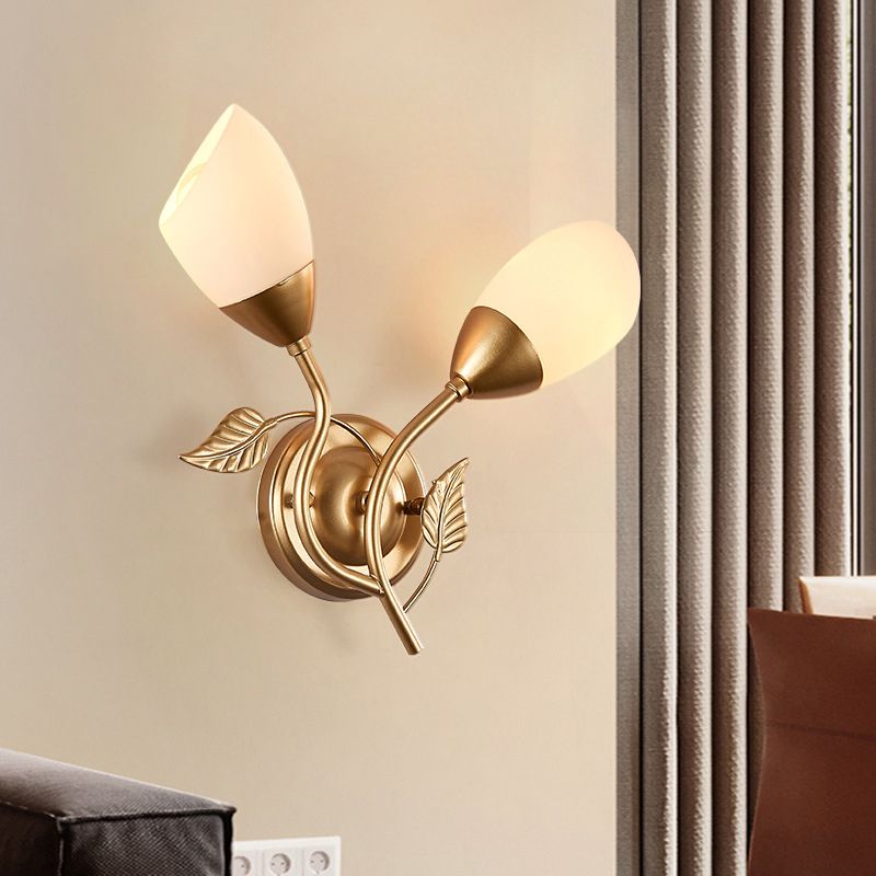 Modernist Wall Sconce Flower Wall Light Fixture with Glass and Metal for Bedroom
