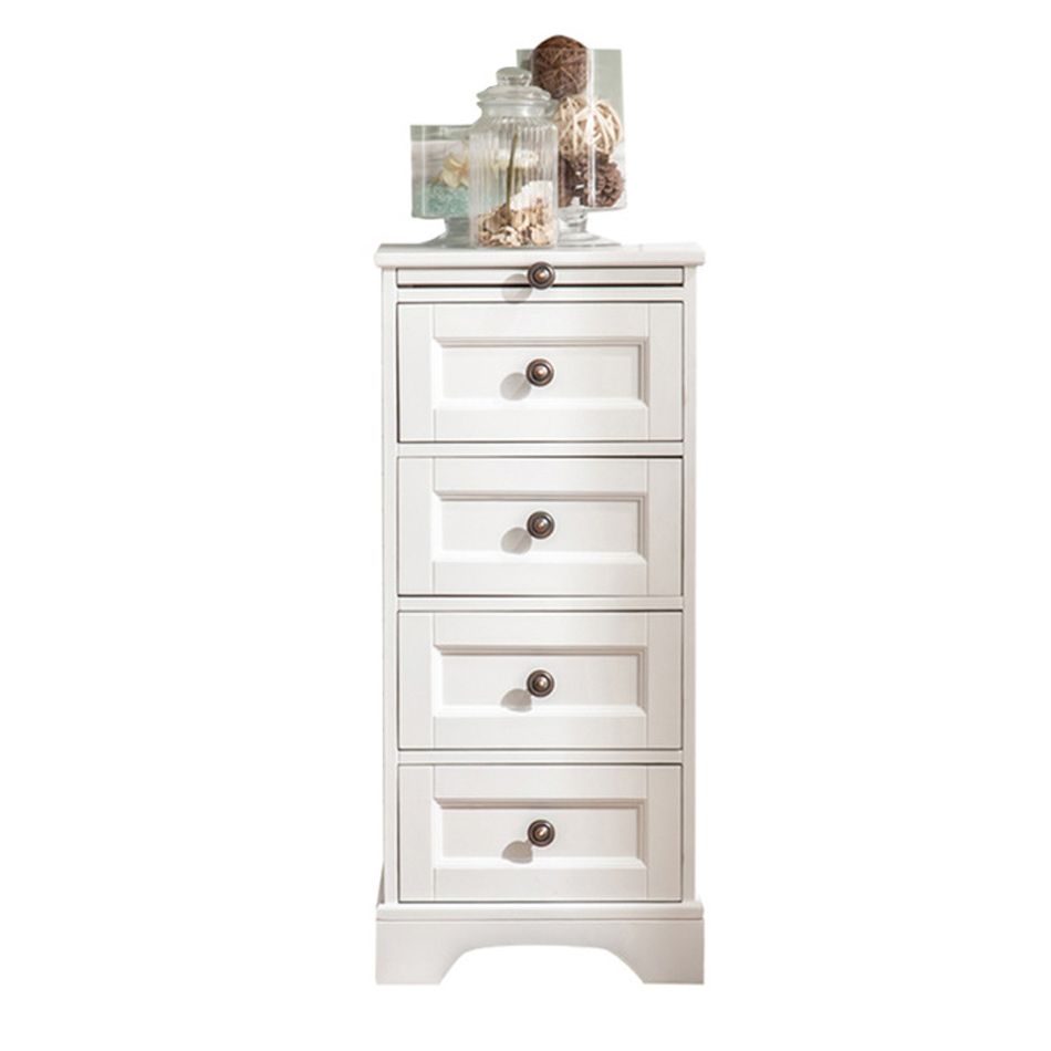 Contemporary Accent Chest with 4 Drawers and Distressed Finish Metal