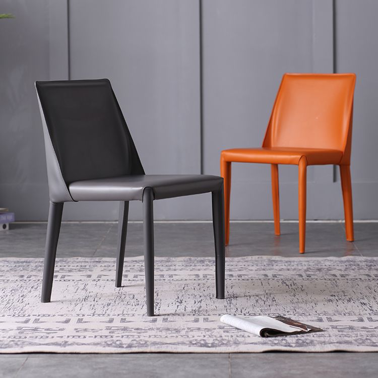 Silla de estudio estilo diseñador, silla de comedor Parsons de cuero con acabado mate (juego de 2)