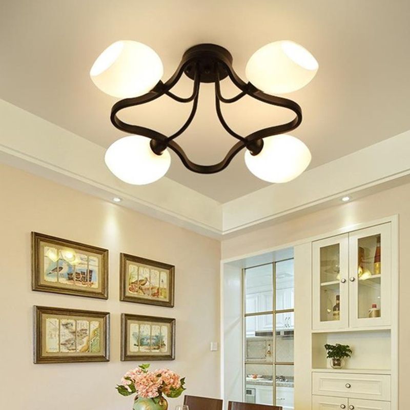 Wohnzimmer Deckenbeleuchtung Simplicity Glas Schwarz Halbbündig Mount Lampe