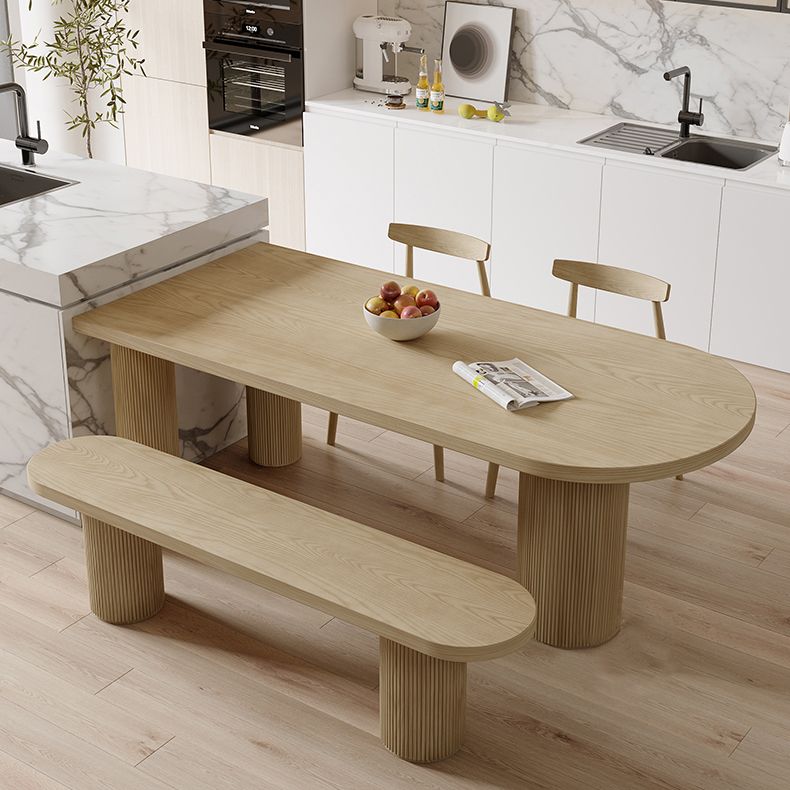 Modern Style Dining Table Brown Solid Wood Dining Table for Kitchen
