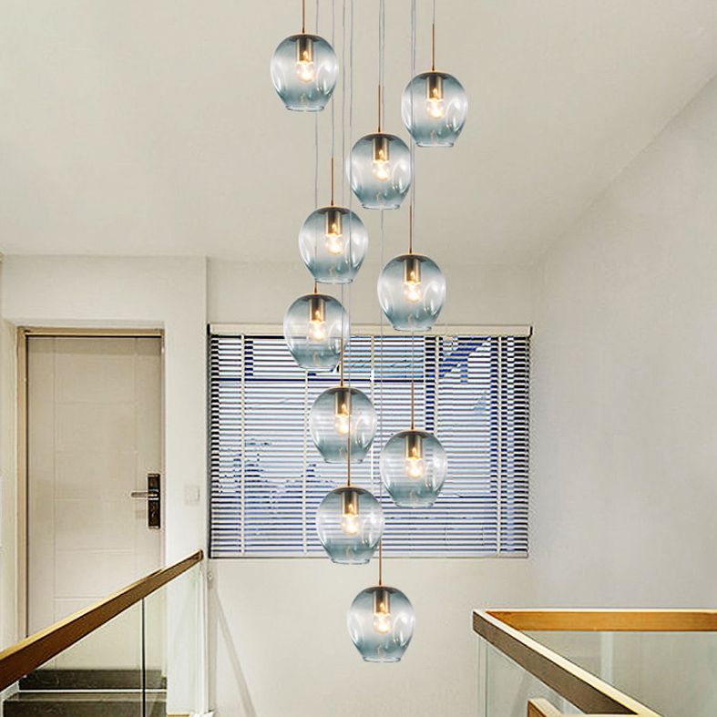 Minimalismo contemporaneo a sospensione vetro trasparente 10 piega per soffitto sospesa per le scale a spirale