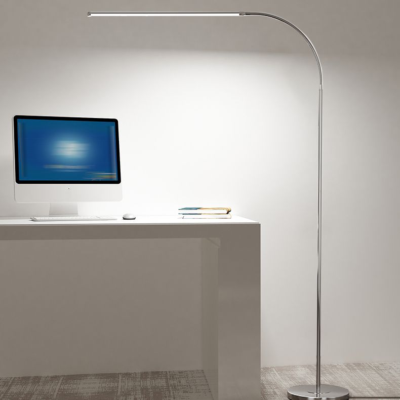 1 Light Linear-Shaped Floor Lamps Modernism Metal Standard Lamps in Silver