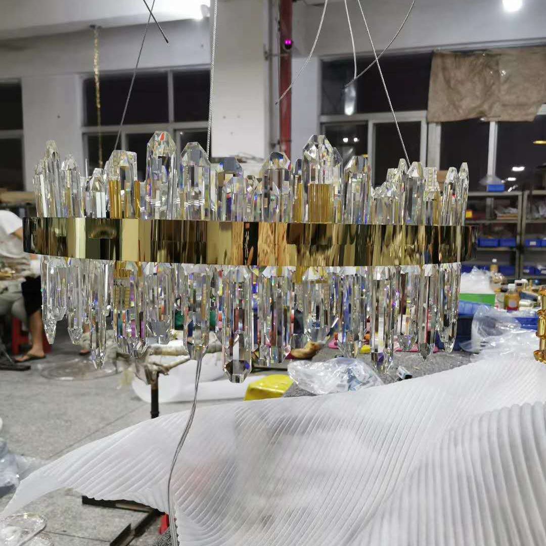 Luce lampadario in stile moderno Luce a sospensione in cristallo oro per soggiorno