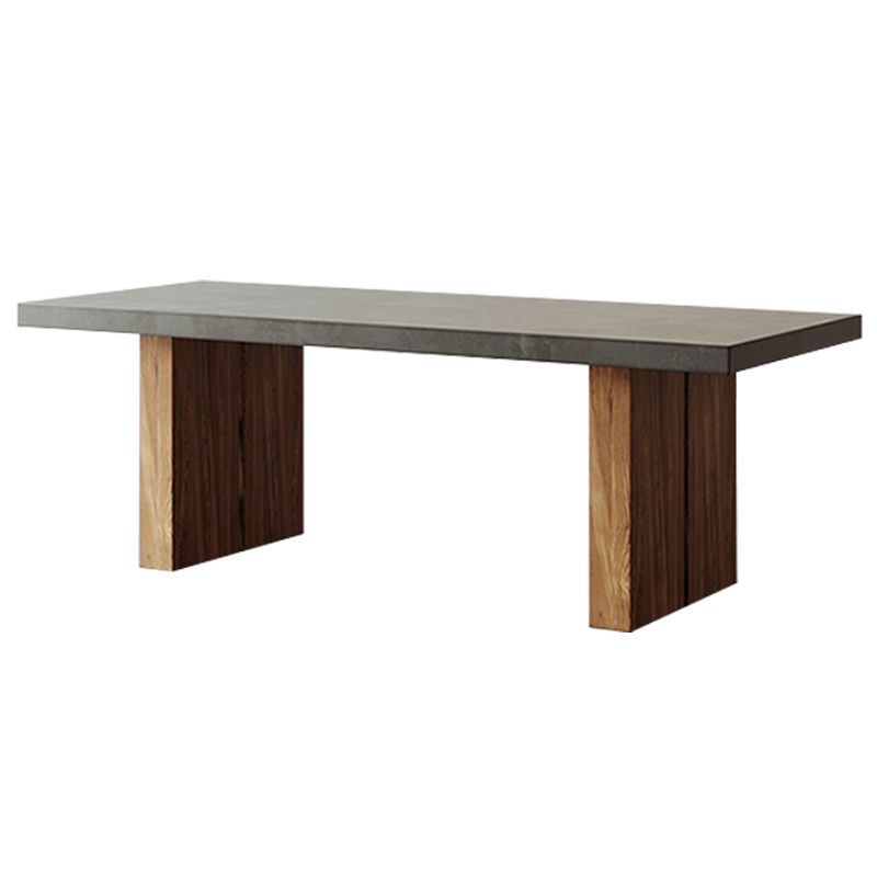 Rectangle Double Pedestal Dining Table Modern Wood Base Table for Kitchen