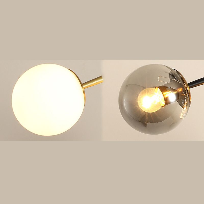 4-lights Branches Glass Orb Island Light Nordic Style Decorative Birds Design Dining Room Lighting Fixture