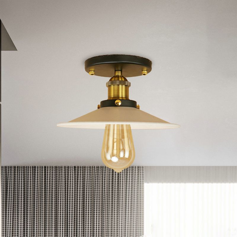 Loft soucoupe Semi-encastré, éclairage de plafond métallique à 1 ampoule, noir/blanc, pour cuisine