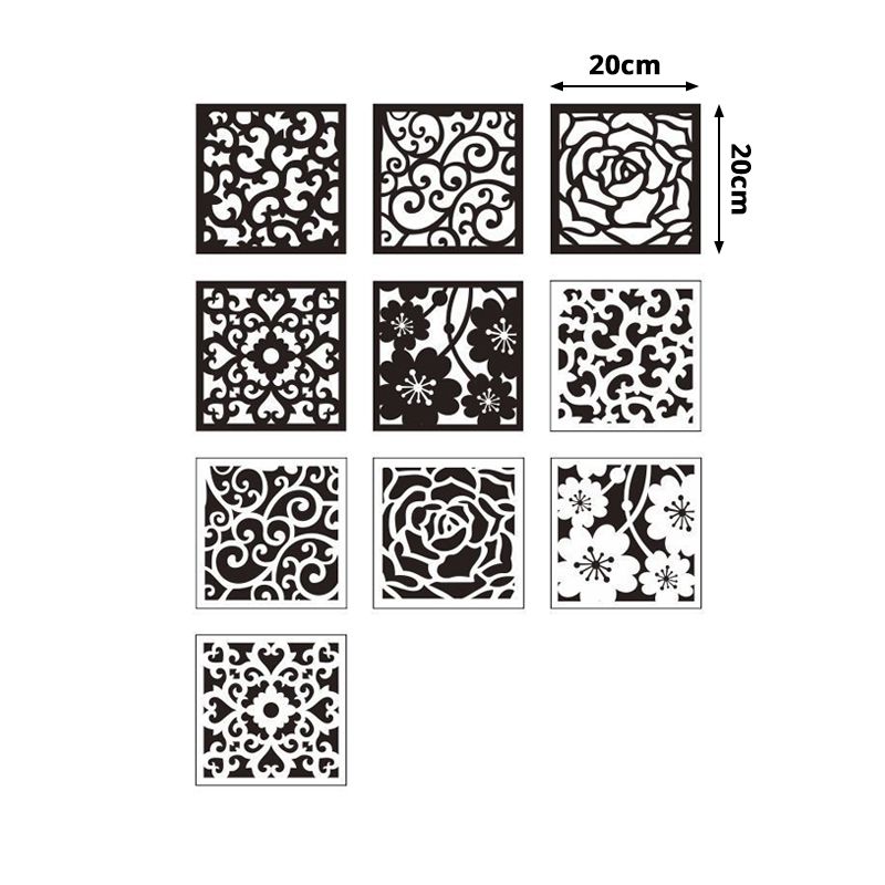 Black-White Scroll Flower Wallpapers Peel and Stick Wall Covering for Kitchen (10 Pieces)