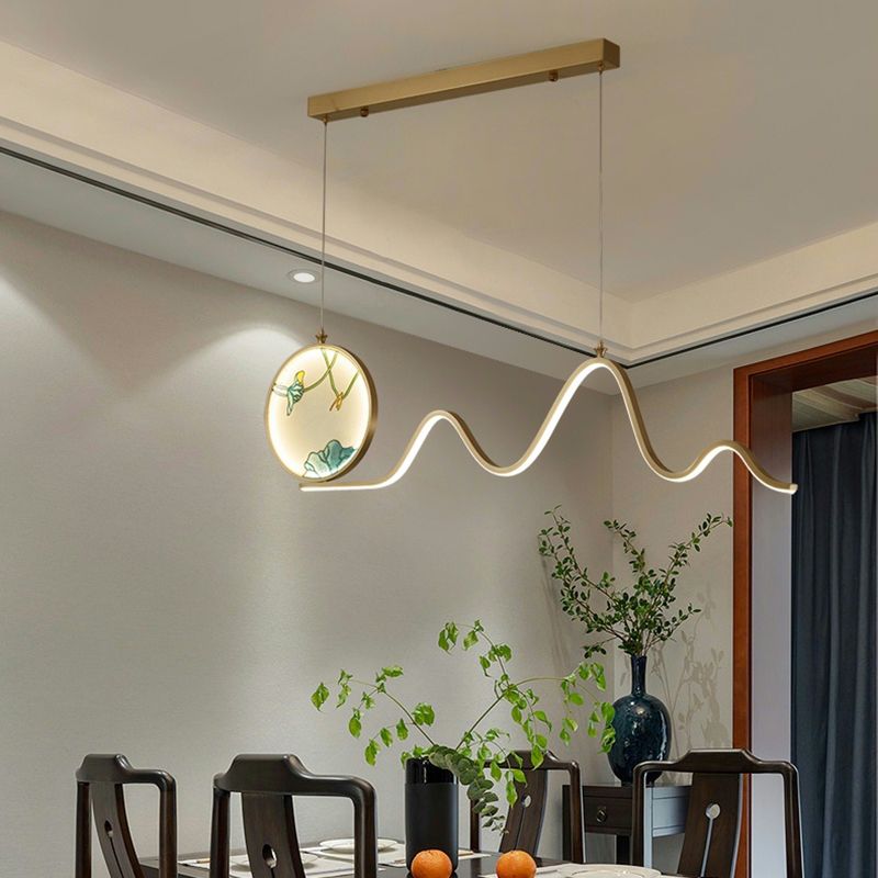 Luci a ciondolo a 2 luci contemporanee Luci a sospensione lineari in metallo per l'isola della cucina