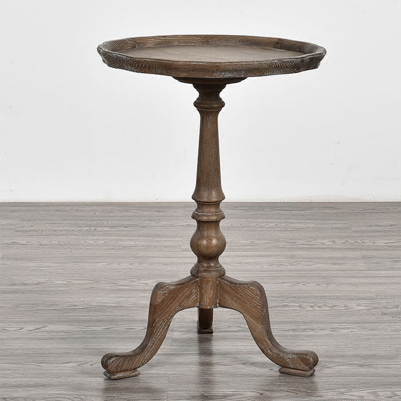 14" Wide Rustic Corner Table Solid Wood Round Side End Table