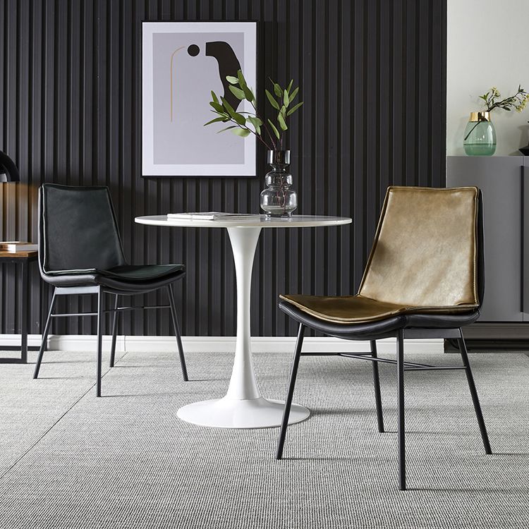 Chaises de salle à manger en cuir de style industriel Chaises d'appoint sans accoudoirs à dossier solide (Ensemble de 2)