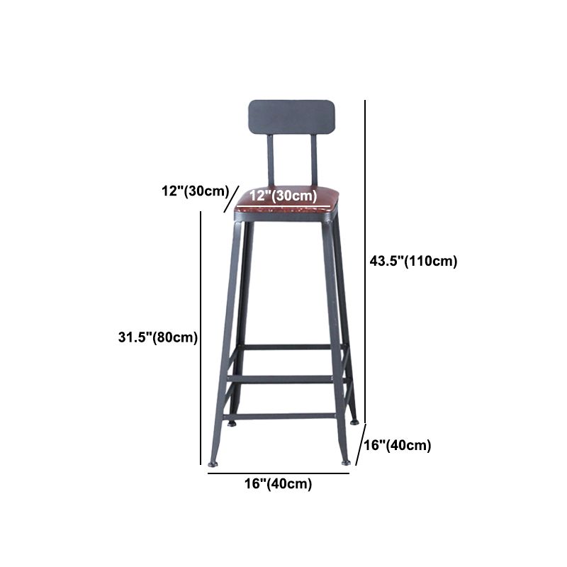 Industrial Leather Top Barstool Black 4 Legs Bar Stool for Indoor
