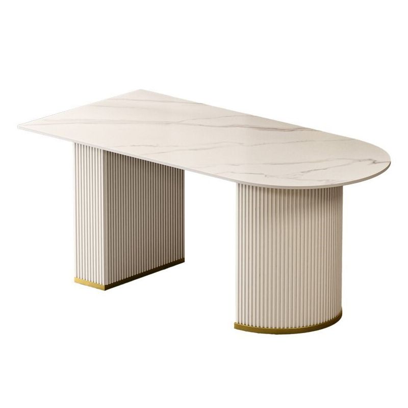 Luxury Sintered Stone Kitchen Table Double Pedestal Dining Table