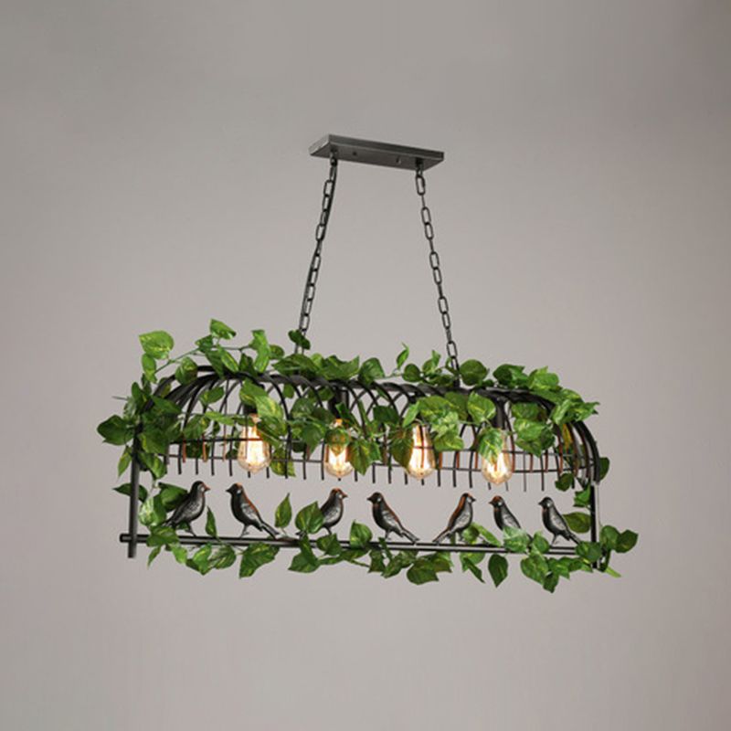 Island Pendant Light Industrial Metal Hanging Lamp in Black