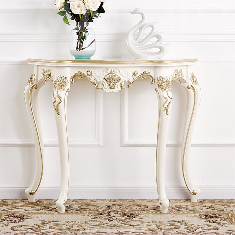 Victorian Hall 4 Legs Solid Wood Half Moon Console Accent Table
