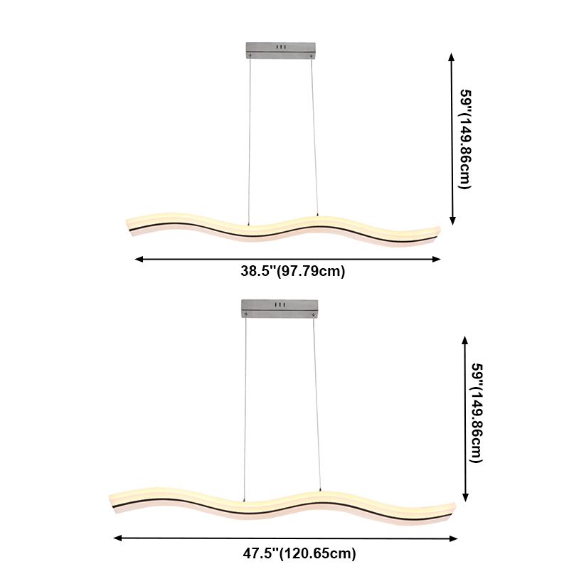 Modern Linear Island Lighting Acrylic 1-Light Island Light Fixture in White