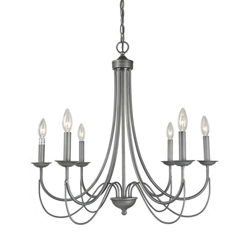 Metal Candle Pendant Chandelier Industrial Dinning Room Chandelier Light Fixture in Aged Silver
