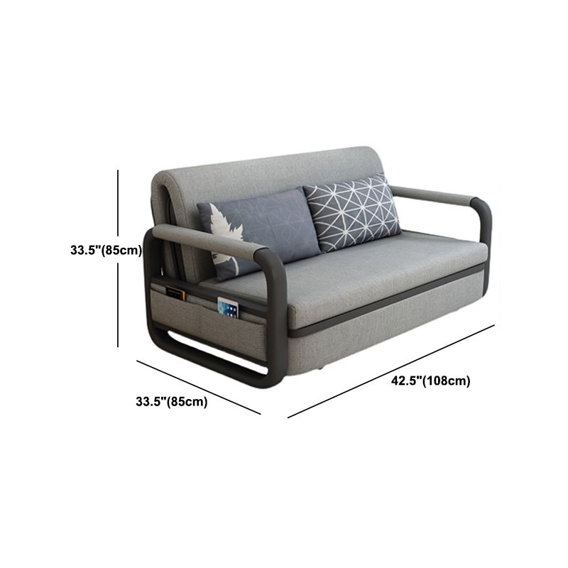 33.46" H Linen Contemporary Square Arm Sofa Bed Foldable Sofa