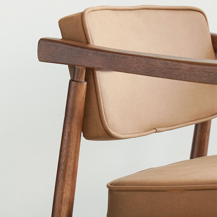 Minimalist Kitchen Solid Wood Dining Arm Chair Opening Back Dining Arm Chair