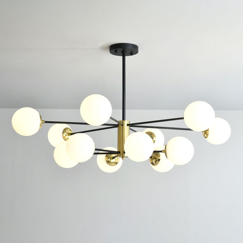 Postmodern Sputnik Pendant Light Fixture Glass Living Room Chandelier in Black-Gold