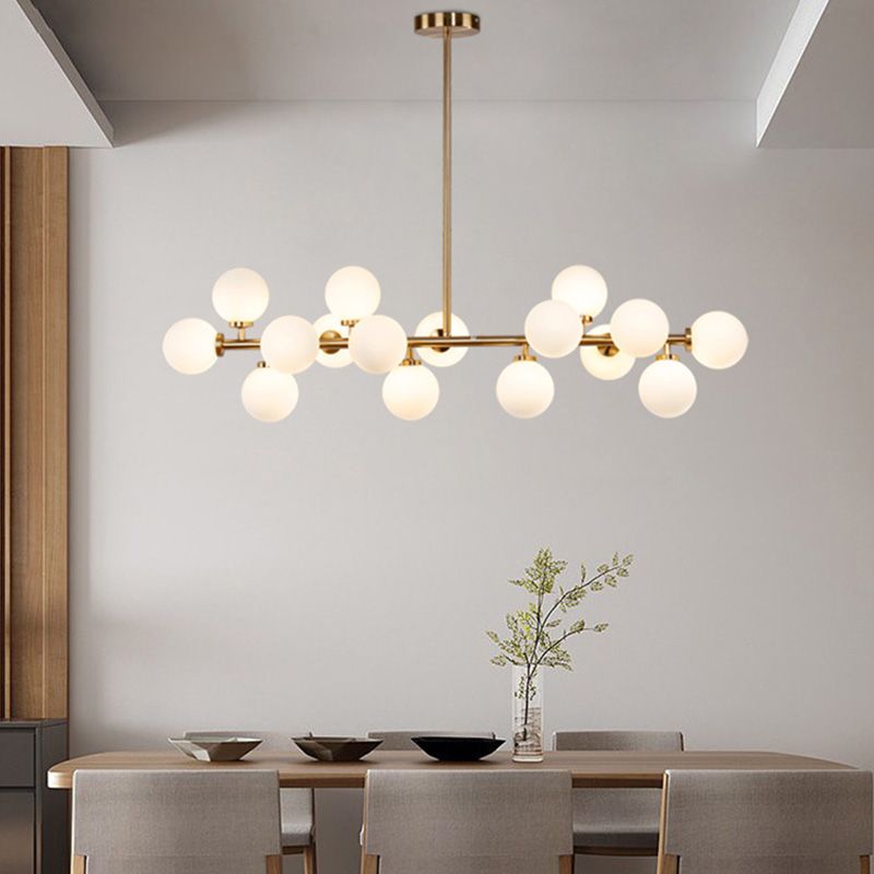 Contemporary Simple Island Light 16-Bulbs Globe Shade Pendant Lights for Dining Room