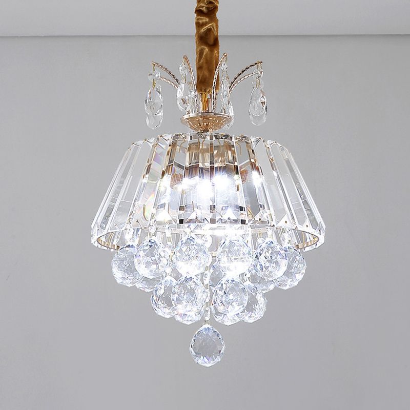 Tiered Chandelier Light Fixture Modern Crystal LED Gold Ceiling Pendant Light for Dining Room,12"/18" Wide