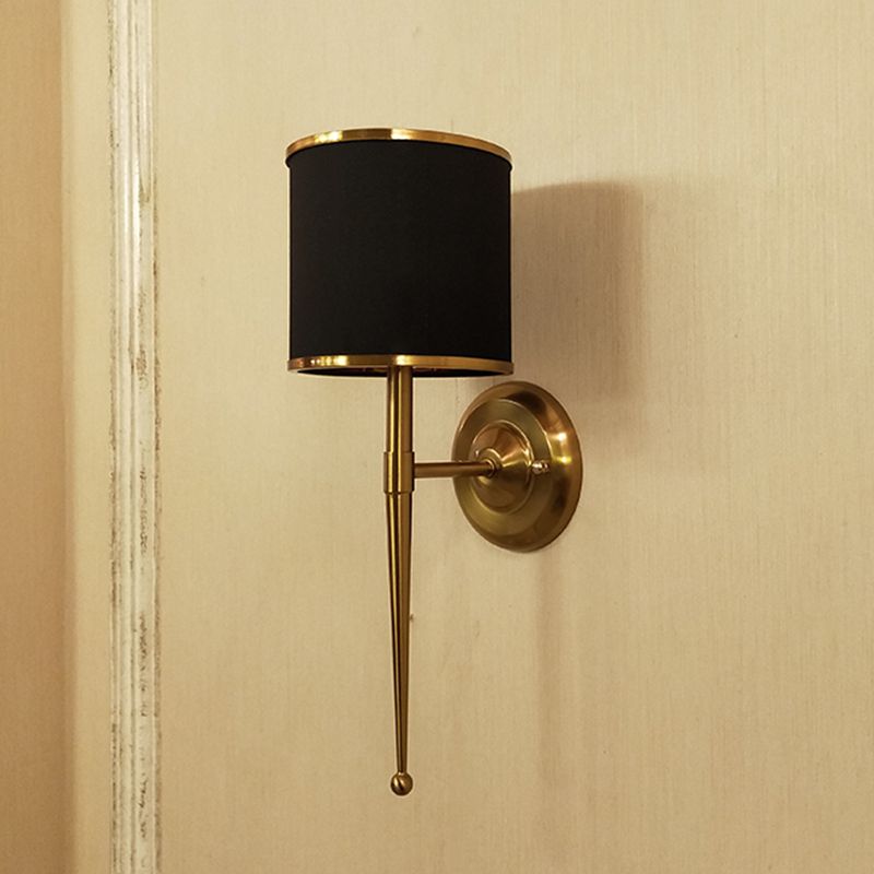 American Messing Wandlauchzylinderwandleuchte mit natürlicher Sackleinen für Wohnzimmer