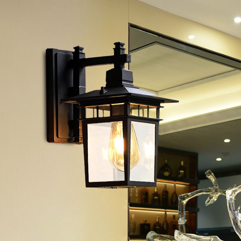Lampada da parete da 8,5"/11" W a 1 lampadina per alloggiare l'illuminazione a parete in vetro trasparente del padiglione in nero