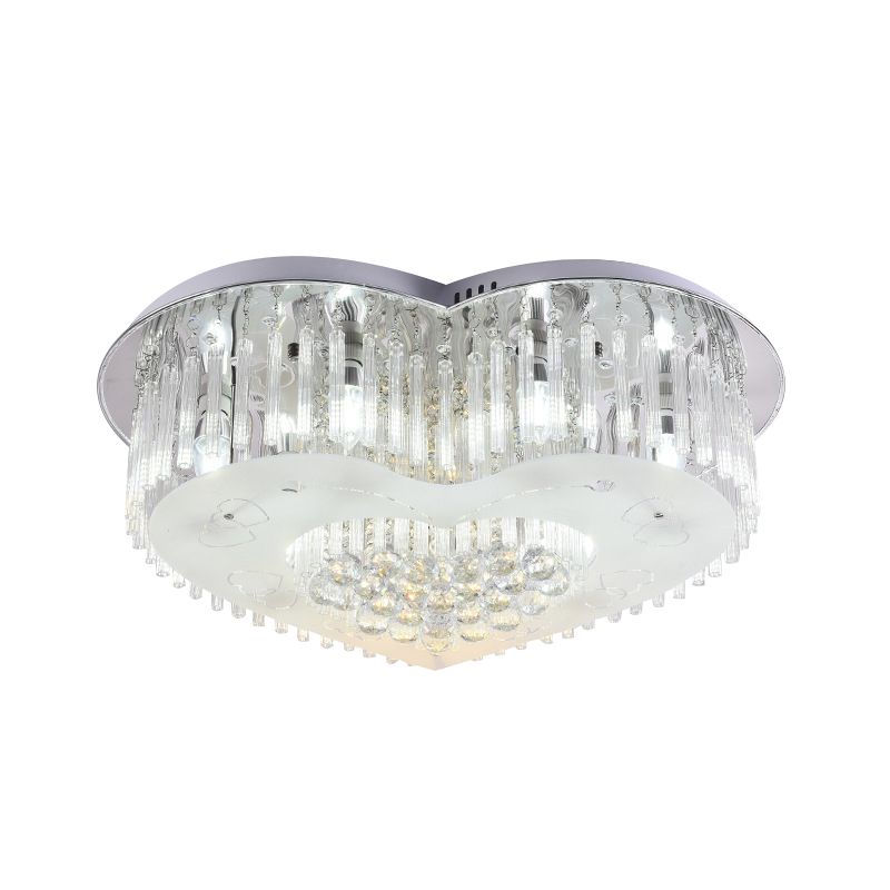 Heart Flushmount Modernist K9 Crystal 18 "/23,5" brede LED zilveren plafondlamp voor slaapkamer