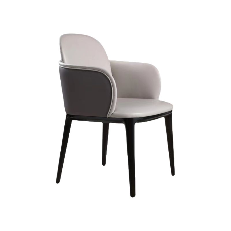 Faux Leather Arm Chair Nordic Style Parsons Chairs with Black Legs