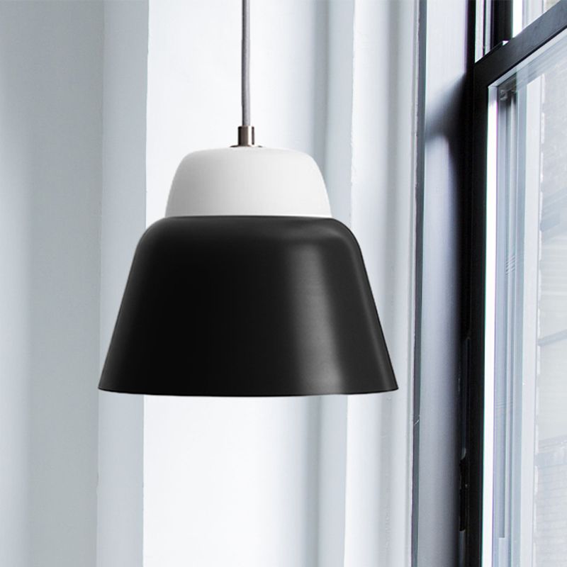 Cone Hanging Light Fixture Macaron Metal 1 Head 6.5"/10.5" Height Pink/Blue/Black Pendant Ceiling Light