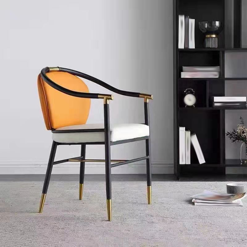 Dining Room Dining Arm Chair Faux Leather Upholstered Chair in Black Legs