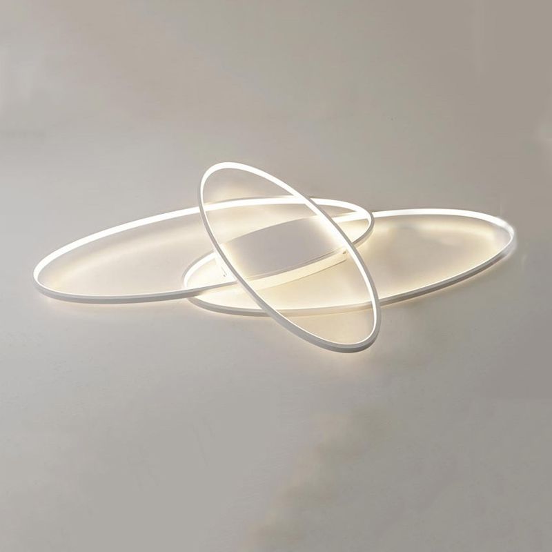 Contemporary Oval Flush Light Fixture Metal 3 Light Flush Mount Lights