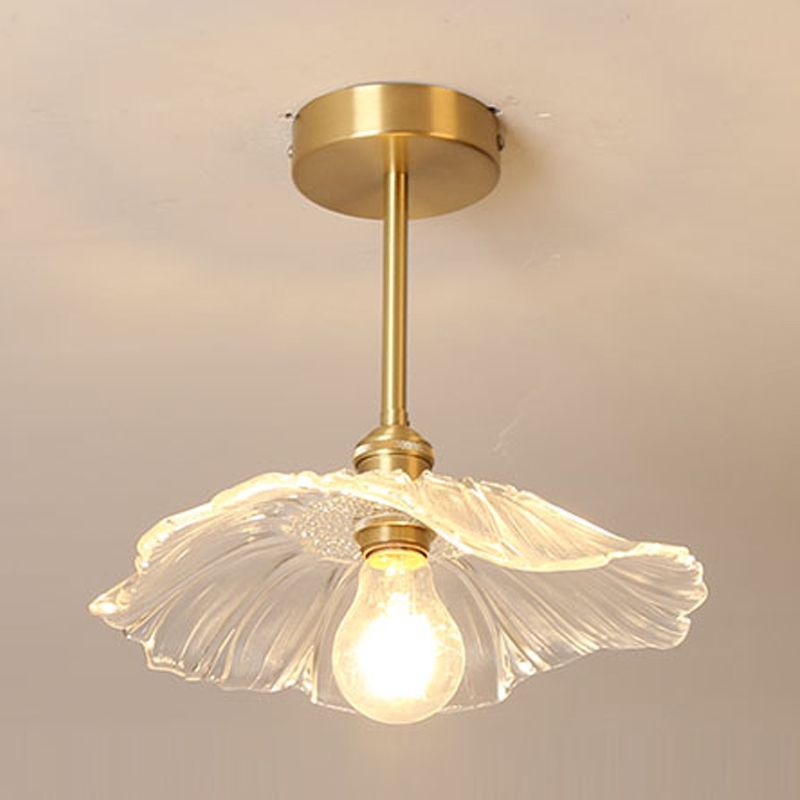Plafonnier d'intérieur en cuivre de style colonial semi-encastré géométrique