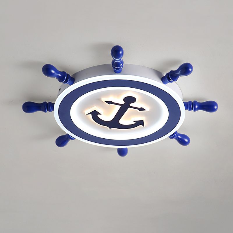 Bleu Rudder LED Ceiling Fixture in Kids Creative Style Wrought Iron Flush Mount with Acrylic Shade