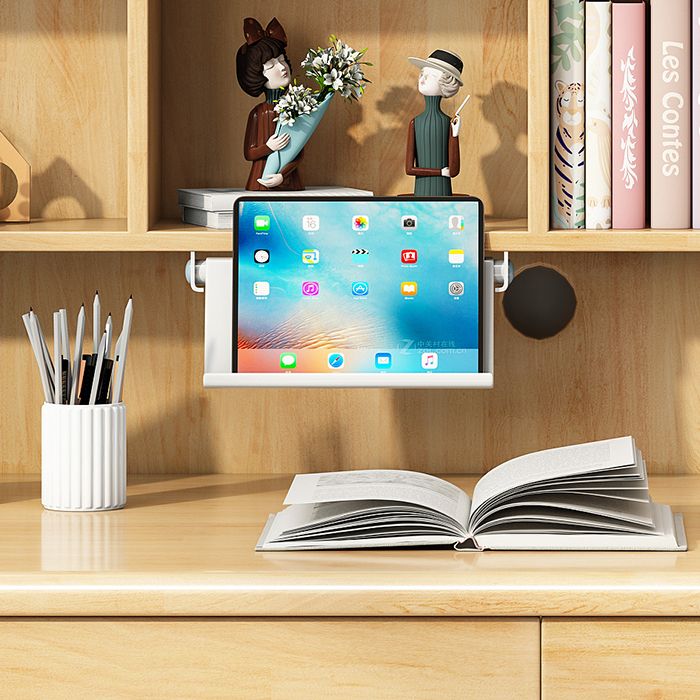 Contemporary Rubberwood Writing Desk with Side Storage Hook Writing Desk