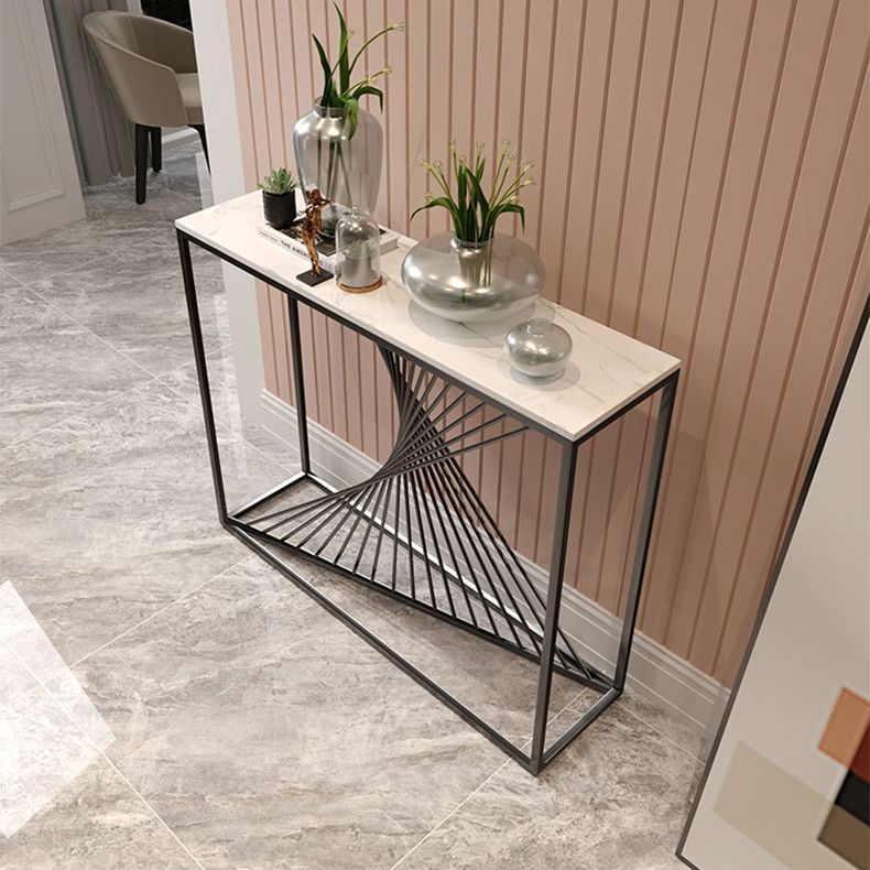 31.5" Tall 1-shelf Console Table Marble Stain Resistant End Table for Hall