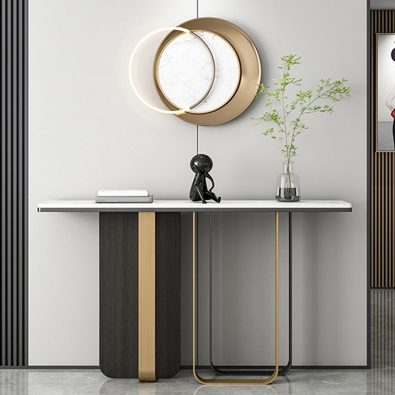 Glam Rectangle Console Accent Table with Stainless Steel Bracket for Hall