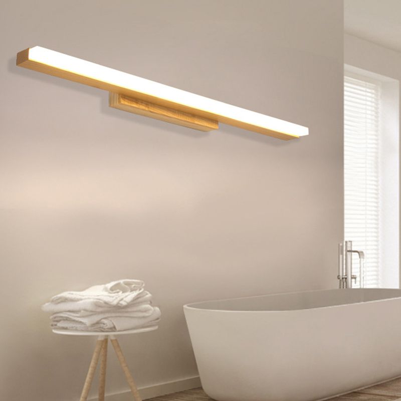 Wood Linear Vanity Wall Sconce Modern Style 1 Light Vanity Lighting Fixtures