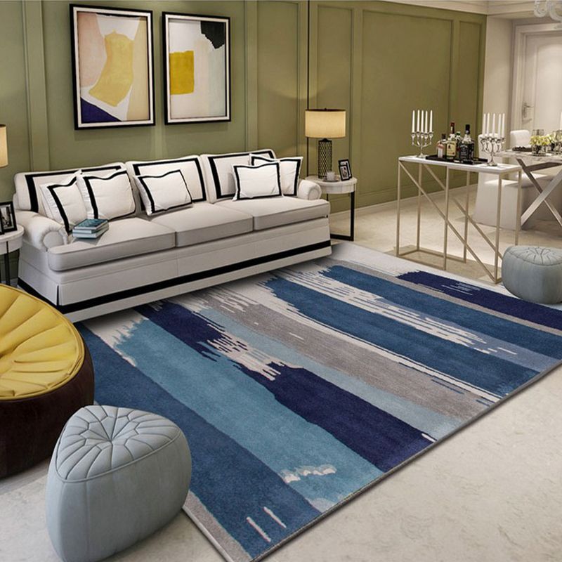 Formal Living Room Rug Multi Color Geometric Print Carpet Polyster Non-Slip Machine Washable Rug