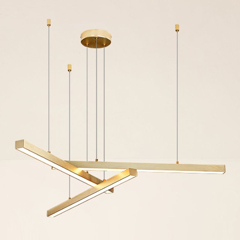 Modern Style Chandelier Lighting Fixtures Metal Linear Hanging Chandelier