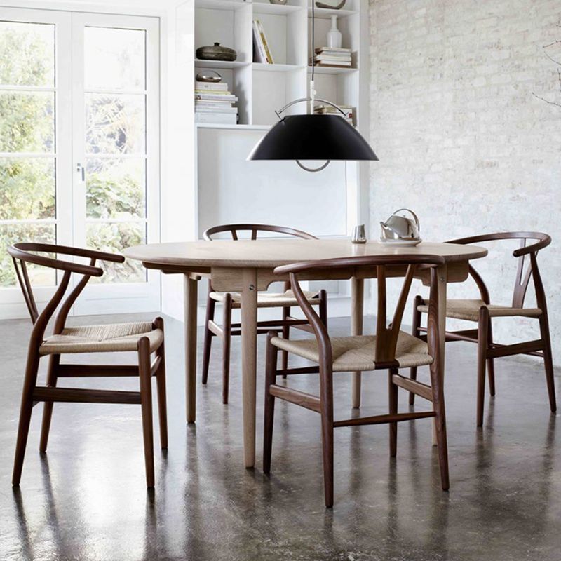 Solid Wood Frame Dining Arm Chair Modern Indoor Chair for Dining Room