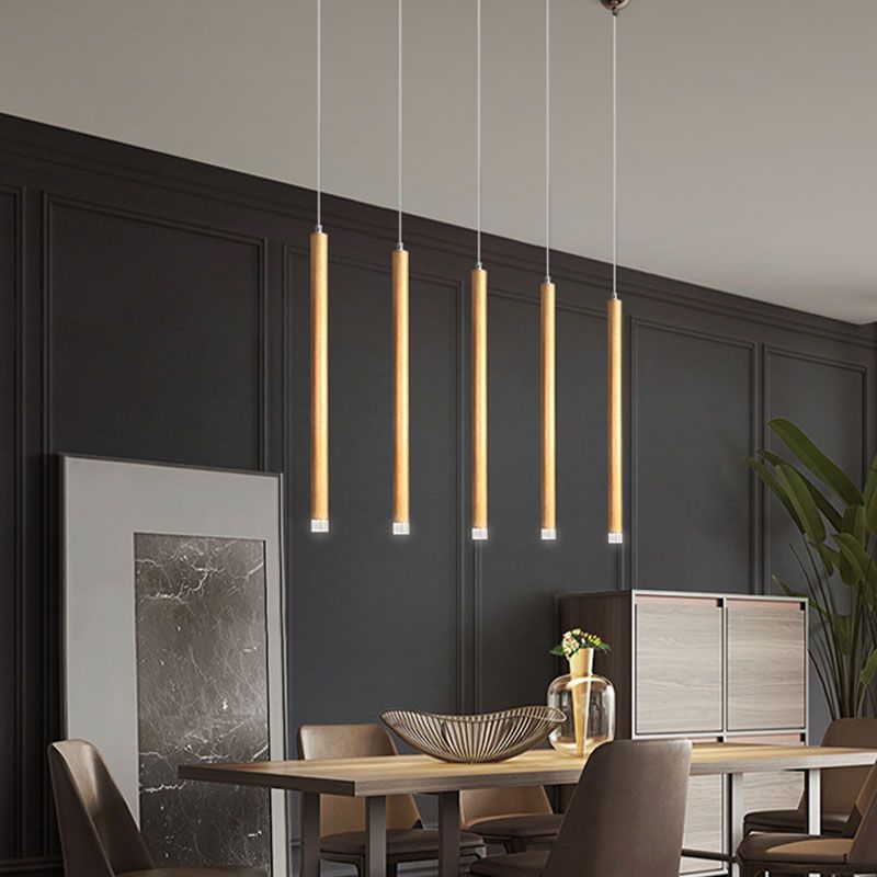 Luminaires de pendentif linéaire Lumière de suspension LED à 1 lumière moderne avec nuance de cristal transparent