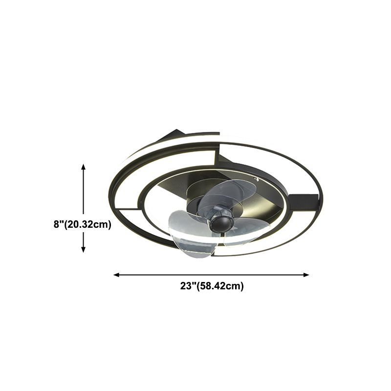 Lámpara de ventilador LED geométrico moderno de 360 grados de semi flush de montaje de montaje con rubor