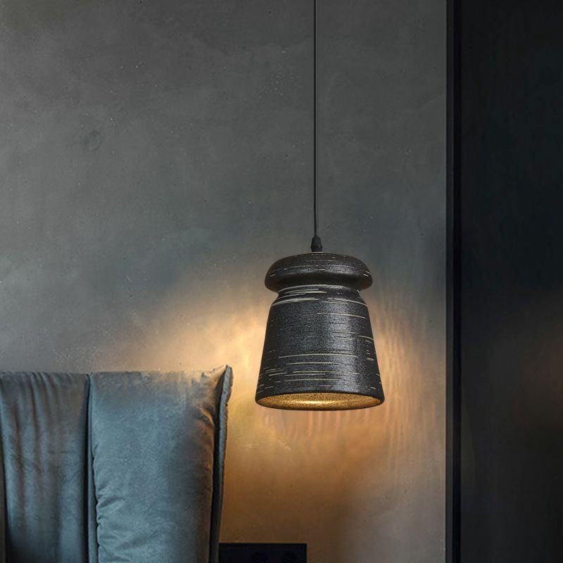 1-Kopf-Zylinder/Urne hängende Anhänger Industrial Style Schwarz Keramik-Federung Licht für das Restaurant