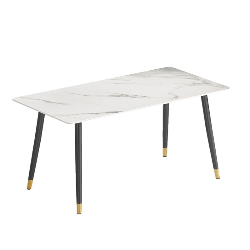 Glossy White Dining Table Set 1/4/5/7 Pieces Stone Dinette Set for Kitchen