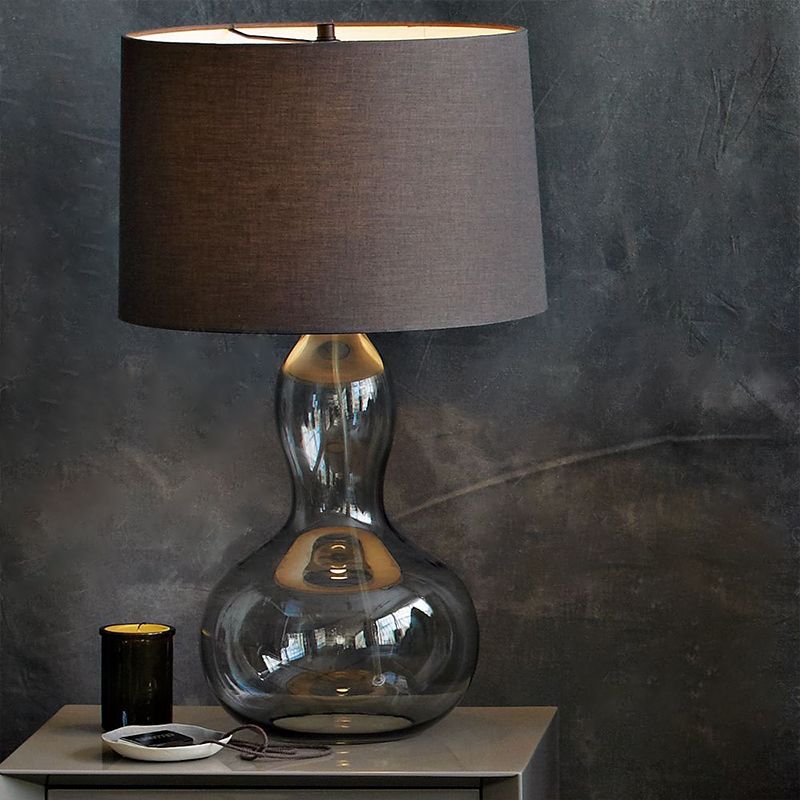 Fabric Tapered Table Lamp Modern Single Living Room Nightstand Lighting with Gourd Shaped Base