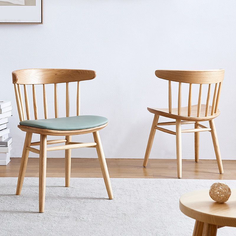 Traditional Windsor Back Chairs Dining Armless Chairs with Wooden Legs for Kitchen