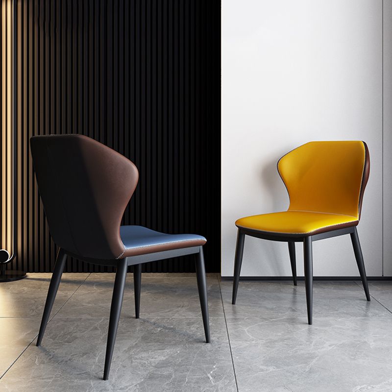 Contemporary Dining Chair Armless Metal Wingback Chairs for Kitchen