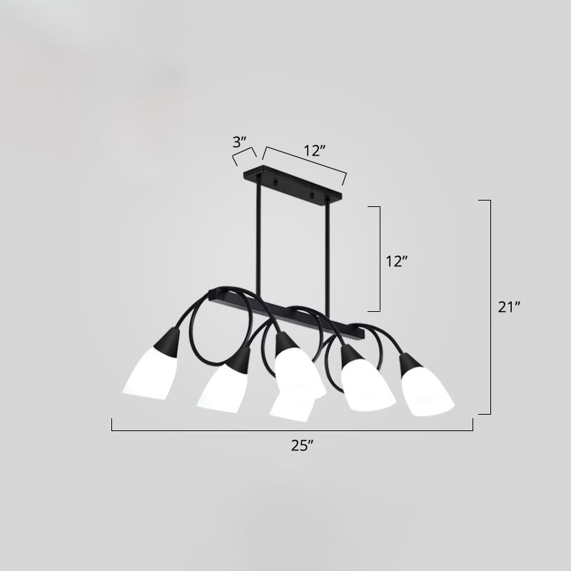 White Glass Tulip Suspension Light Modernist Island Ceiling Light for Dining Room